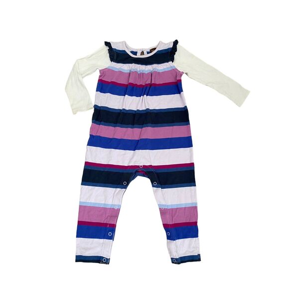 Tea Collection Striped Long Sleeve Purple Romper - 12-18 mo #nepal - Picture 1 of 6